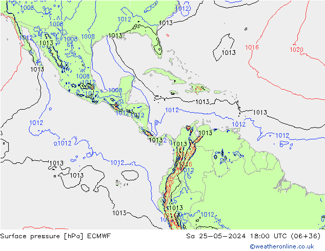 Atmosférický tlak ECMWF So 25.05.2024 18 UTC