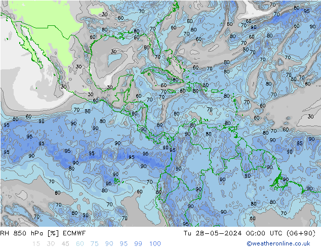 RV 850 hPa ECMWF di 28.05.2024 00 UTC