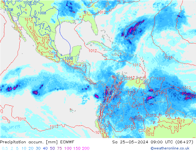 Precipitation accum. ECMWF sab 25.05.2024 09 UTC