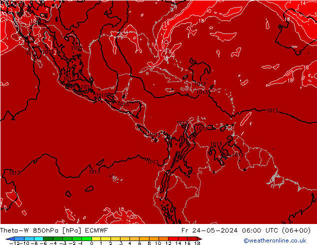 Theta-W 850hPa ECMWF Sex 24.05.2024 06 UTC