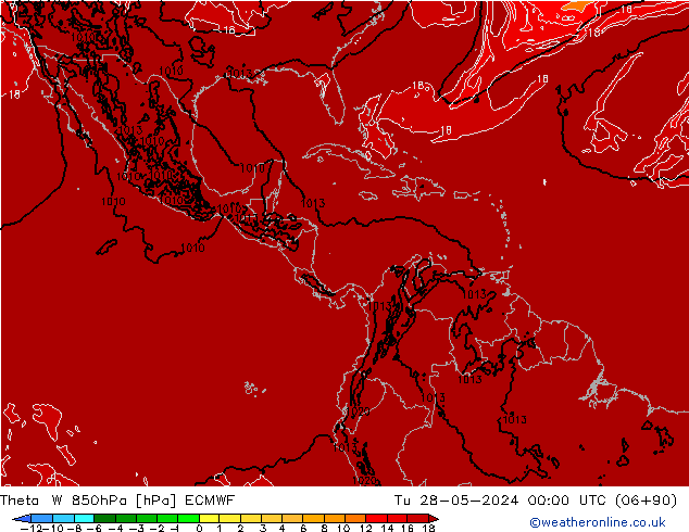 Theta-W 850hPa ECMWF  28.05.2024 00 UTC