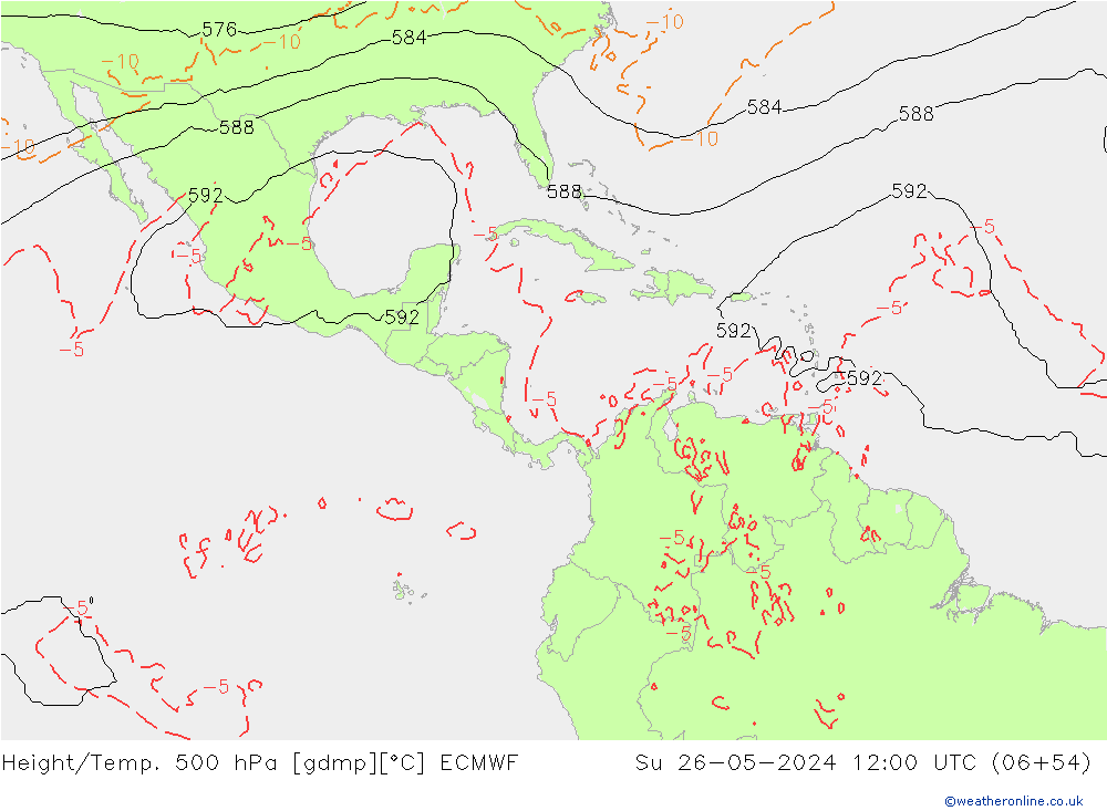 Z500/Rain (+SLP)/Z850 ECMWF Вс 26.05.2024 12 UTC