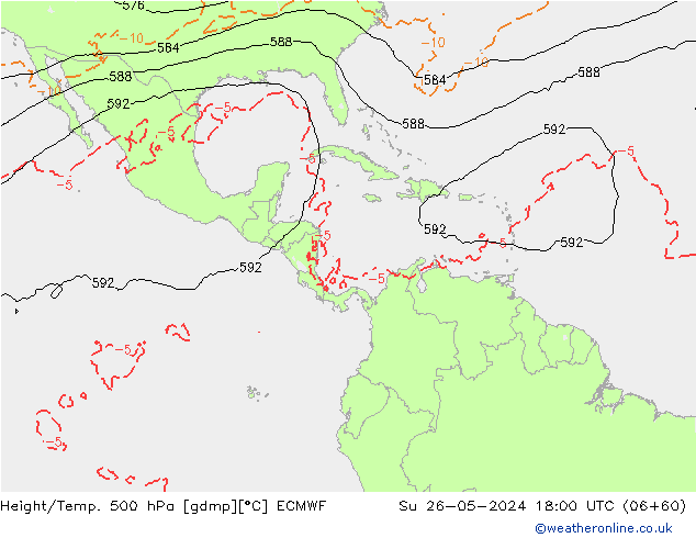 Z500/Rain (+SLP)/Z850 ECMWF  26.05.2024 18 UTC