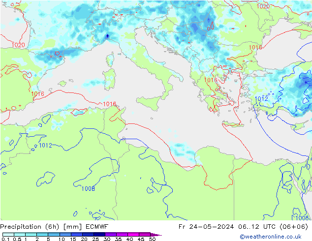 Z500/Yağmur (+YB)/Z850 ECMWF Cu 24.05.2024 12 UTC