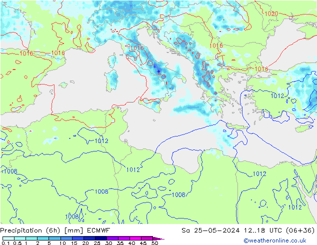 Z500/Rain (+SLP)/Z850 ECMWF Sa 25.05.2024 18 UTC