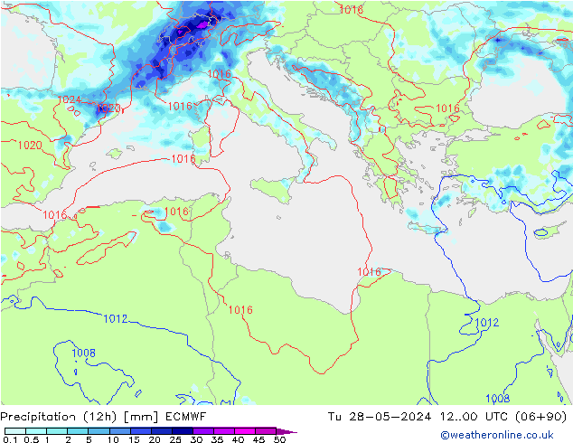 opad (12h) ECMWF wto. 28.05.2024 00 UTC