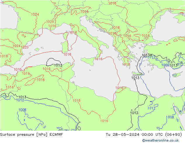 pressão do solo ECMWF Ter 28.05.2024 00 UTC