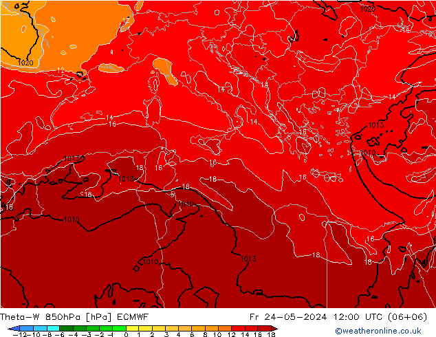 Theta-W 850hPa ECMWF vr 24.05.2024 12 UTC