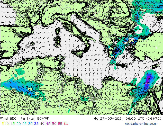 Wind 850 hPa ECMWF ma 27.05.2024 06 UTC