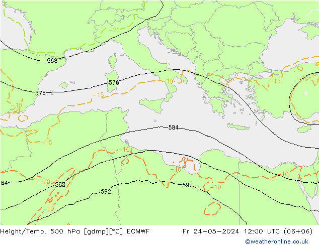 Géop./Temp. 500 hPa ECMWF ven 24.05.2024 12 UTC