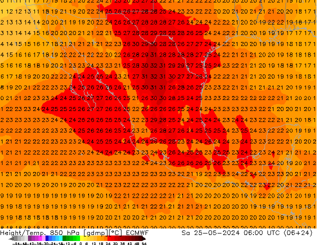 Z500/Rain (+SLP)/Z850 ECMWF sáb 25.05.2024 06 UTC