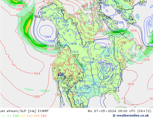 Jet stream/SLP ECMWF Mo 27.05.2024 06 UTC