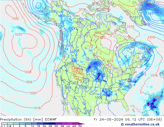 Z500/Rain (+SLP)/Z850 ECMWF vie 24.05.2024 12 UTC