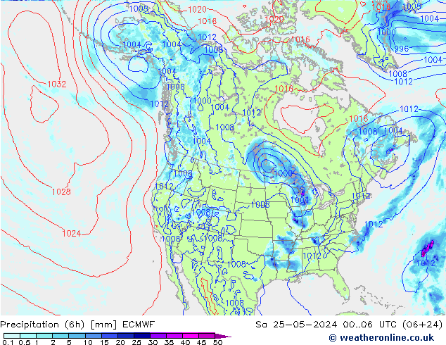 Z500/Rain (+SLP)/Z850 ECMWF Sa 25.05.2024 06 UTC