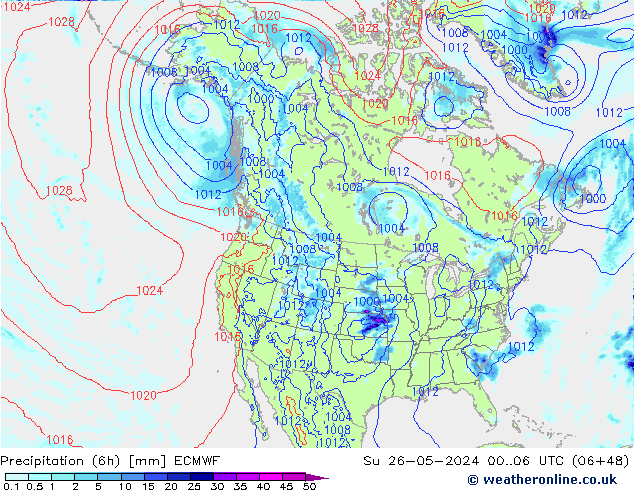 Z500/Rain (+SLP)/Z850 ECMWF dom 26.05.2024 06 UTC