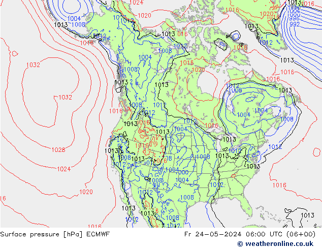 Surface pressure ECMWF Fr 24.05.2024 06 UTC