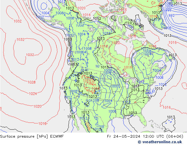 Bodendruck ECMWF Fr 24.05.2024 12 UTC