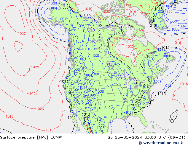 Bodendruck ECMWF Sa 25.05.2024 03 UTC