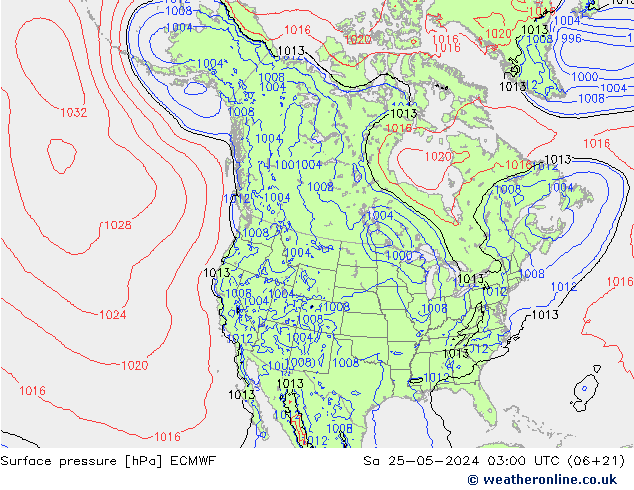 приземное давление ECMWF сб 25.05.2024 03 UTC