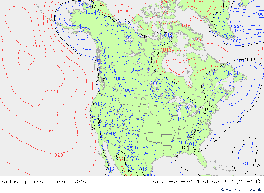 Surface pressure ECMWF Sa 25.05.2024 06 UTC