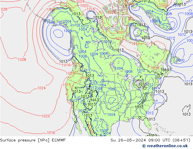 Surface pressure ECMWF Su 26.05.2024 09 UTC