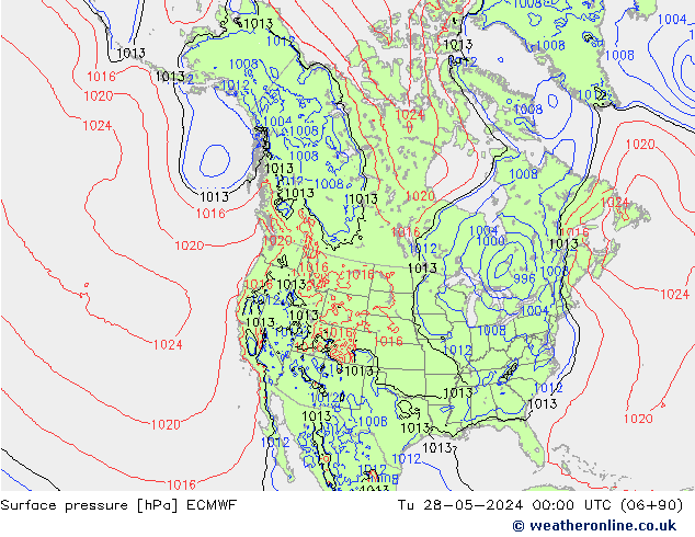 pressão do solo ECMWF Ter 28.05.2024 00 UTC