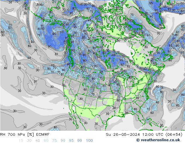 RH 700 hPa ECMWF Su 26.05.2024 12 UTC