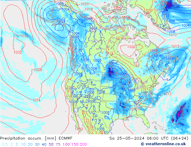 Nied. akkumuliert ECMWF Sa 25.05.2024 06 UTC