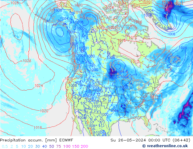 Précipitation accum. ECMWF dim 26.05.2024 00 UTC