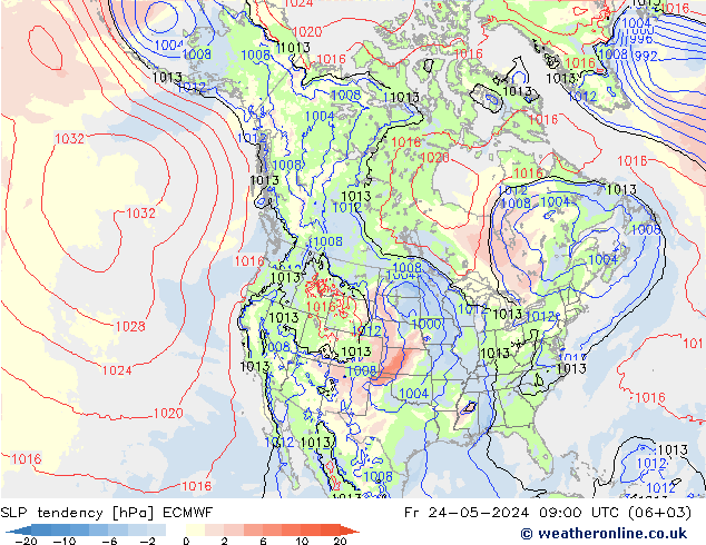 Tendencia de presión ECMWF vie 24.05.2024 09 UTC