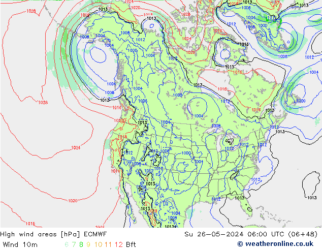 High wind areas ECMWF Su 26.05.2024 06 UTC