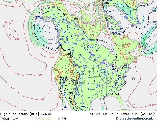 High wind areas ECMWF Su 26.05.2024 18 UTC