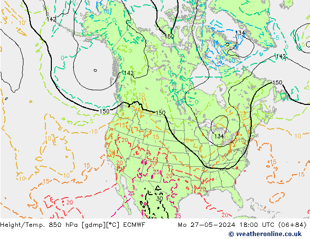 Z500/Rain (+SLP)/Z850 ECMWF  27.05.2024 18 UTC