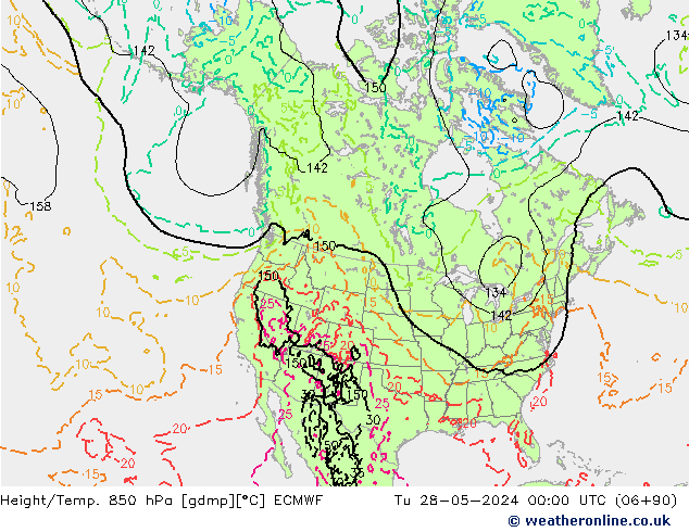 Height/Temp. 850 hPa ECMWF Ter 28.05.2024 00 UTC