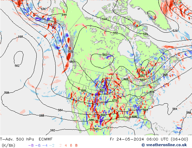 T-Adv. 500 гПа ECMWF пт 24.05.2024 06 UTC