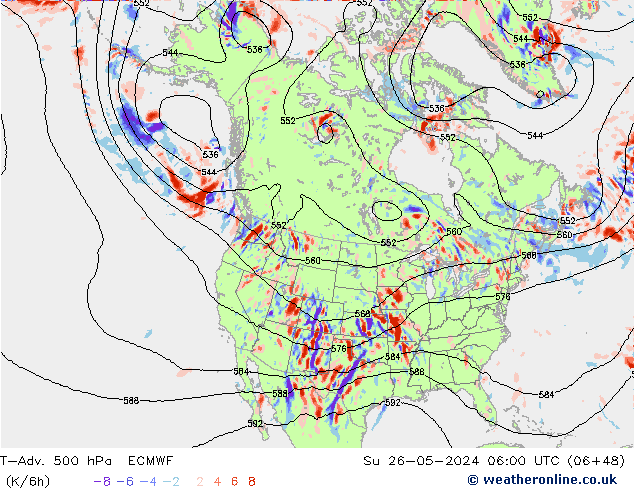 T-Adv. 500 hPa ECMWF Su 26.05.2024 06 UTC