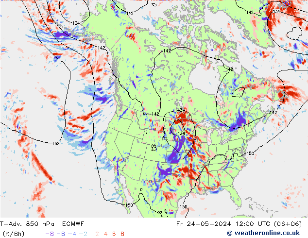 T-Adv. 850 hPa ECMWF  24.05.2024 12 UTC