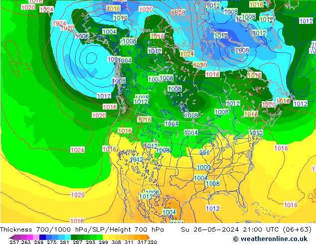 Thck 700-1000 hPa ECMWF Dom 26.05.2024 21 UTC