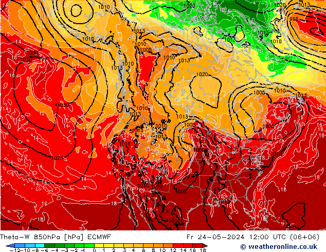 Theta-W 850hPa ECMWF pt. 24.05.2024 12 UTC