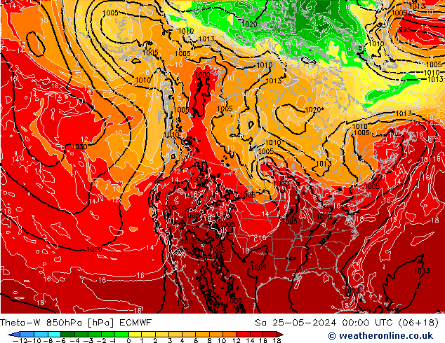 Theta-W 850hPa ECMWF Sa 25.05.2024 00 UTC