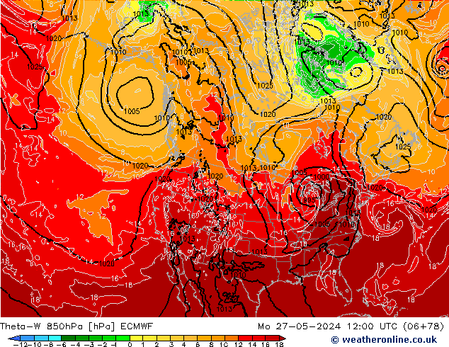 Theta-W 850hPa ECMWF Seg 27.05.2024 12 UTC