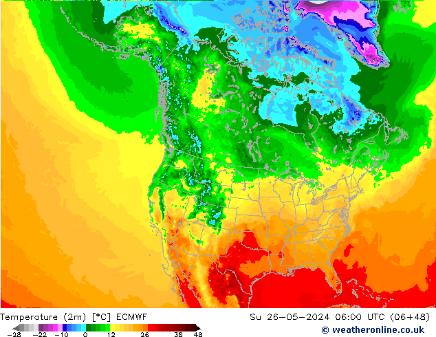 Temperatura (2m) ECMWF dom 26.05.2024 06 UTC