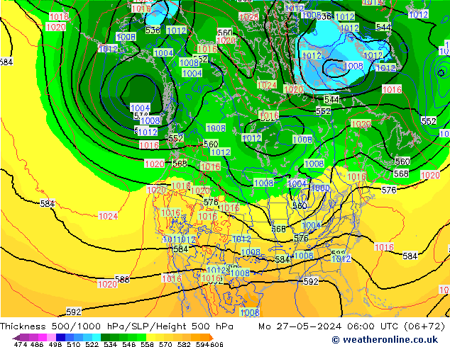 Thck 500-1000hPa ECMWF Mo 27.05.2024 06 UTC