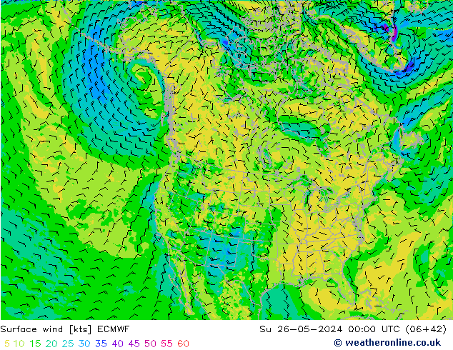 Vento 10 m ECMWF dom 26.05.2024 00 UTC