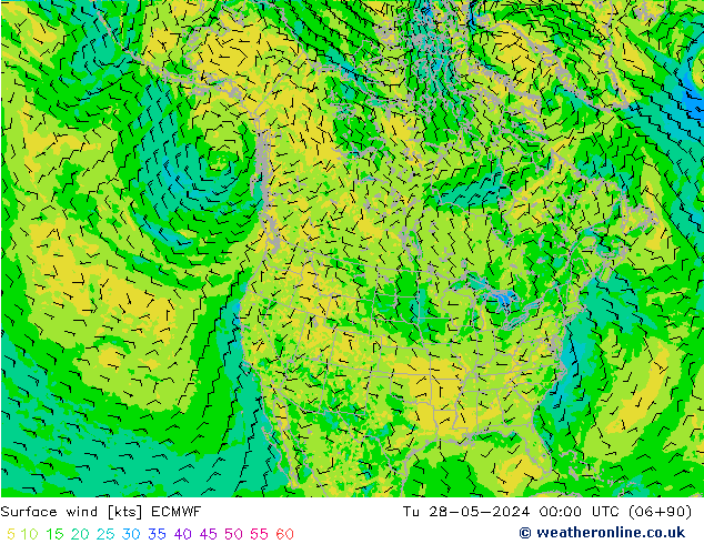 Surface wind ECMWF Tu 28.05.2024 00 UTC