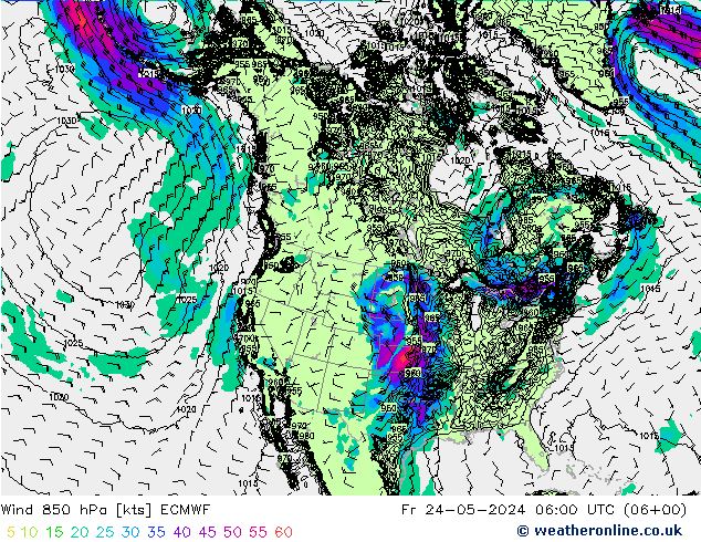 Wind 850 hPa ECMWF Fr 24.05.2024 06 UTC