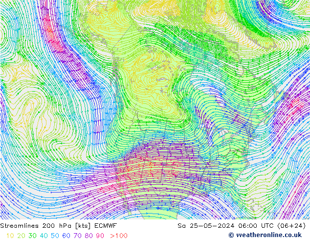 Stromlinien 200 hPa ECMWF Sa 25.05.2024 06 UTC