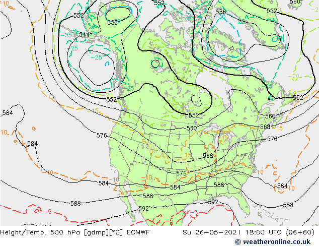 Z500/Rain (+SLP)/Z850 ECMWF Вс 26.05.2024 18 UTC