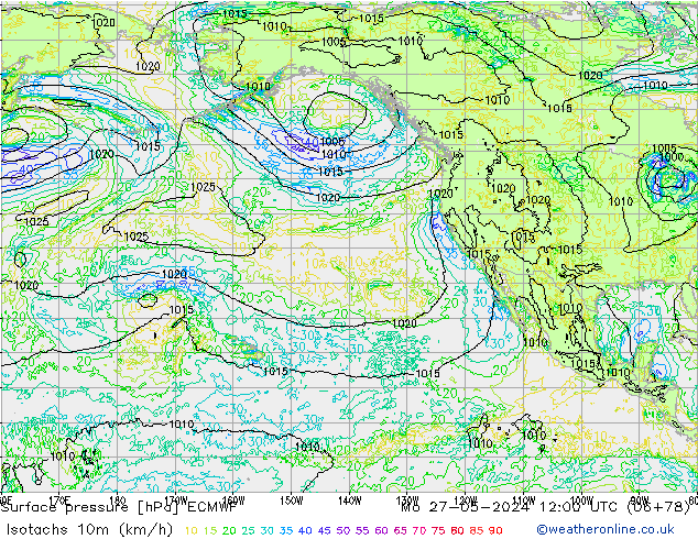 Isotachs (kph) ECMWF Seg 27.05.2024 12 UTC