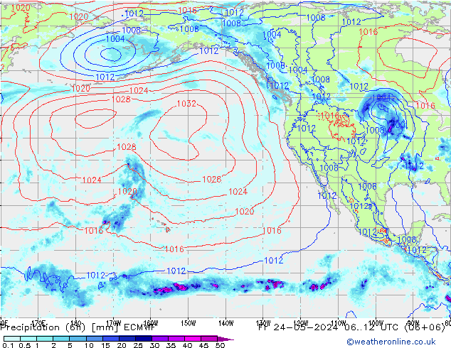 Z500/Rain (+SLP)/Z850 ECMWF  24.05.2024 12 UTC